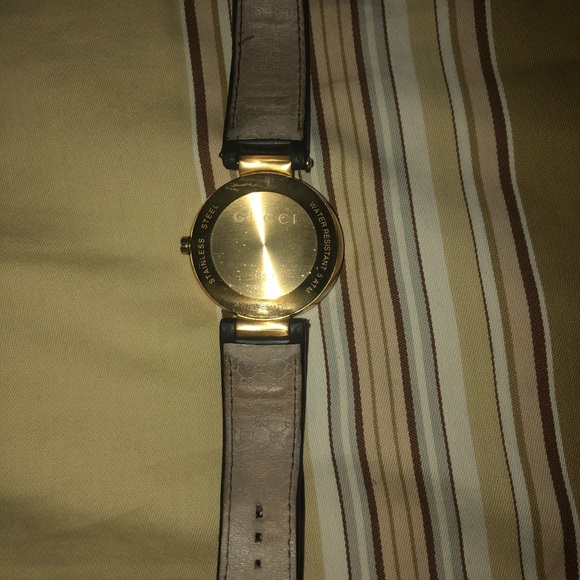 Men's Swiss Interlocking Black Leather Strap Watch - Picture 5 of 5